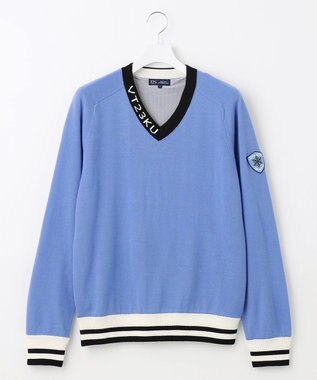 23区GOLF 【MEN】【手洗い可】裏地付き Vネックニット サックスブルー系