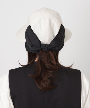 MOONBAT 【遮光100％/遮熱/UV】HIROKO KOSHINO(ヒロコ コシノ)遮光 リボンジョッキー 帽子 ゆったりMサイズ 手洗い可能/サイズ調整可能 オフホワイト