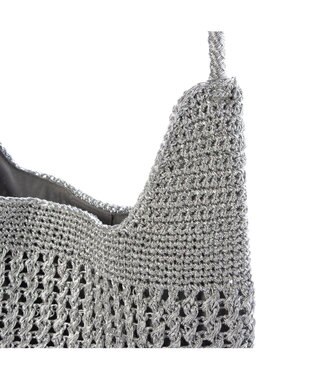 UNBILLION カシュカシュ cachecache / メタリックコード柄編みワンハンドルトート シルバー