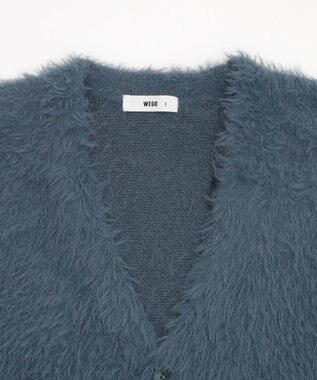 WEGO 【2025秋冬新作/ユニセックス着用ITEM/SMLサイズ展開】フェザーニットカーディガン ブルー