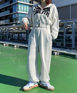 WEGO ロゴZIPショートパーカー 杢グレー