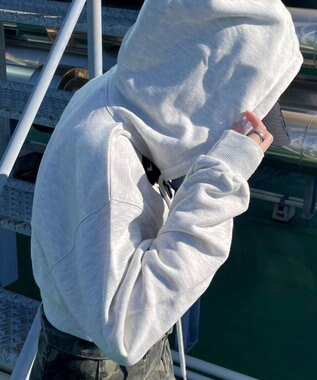 WEGO ロゴZIPショートパーカー 杢グレー