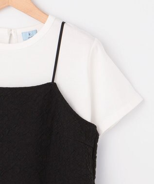 組曲 L 【WEB限定】レリーフジャガードキャミツインセット アイボリー×ブラック系