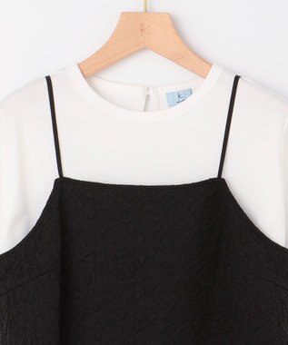 組曲 L 【WEB限定】レリーフジャガードキャミツインセット アイボリー×ブラック系