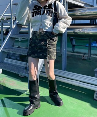 WEGO ロゴZIPショートパーカー 杢グレー