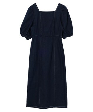earth music&ecology スクエアネックデニムワンピース Dark Indigo