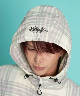 WEGO 【ユニセックス着用ITEM/MLサイズ展開】チェックロゴフードブルゾン ピンクソノタ