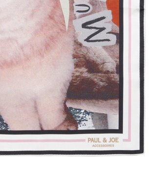 MOONBAT 【WEB限定】PAUL & JOE ACCESSOIRES シルクツイル キャットコラージュスカーフ 58×58cm MUSE(ブラック)