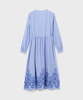 GRACE CONTINENTAL ストライプ刺繍ワンピース ブルー
