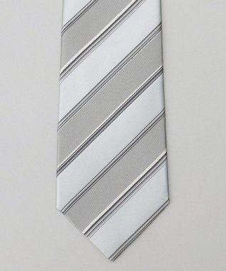 GOTAIRIKU 【WEAR BLACK】フォーマル用_ストライプ ネクタイ シルバー系1