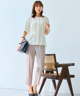 ANY SIS 【接触冷感・UVカット・速乾】コンフォートビューティサテン ブラウス アイボリー系