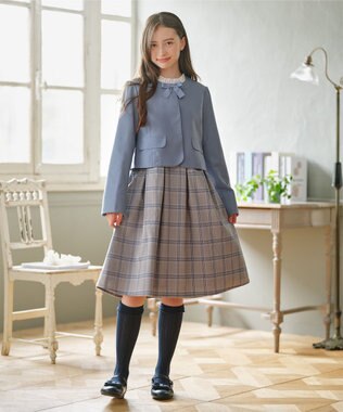 組曲 KIDS 【150-170㎝】 チェックワンピース＆T/Rジャケットセット サックスブルー