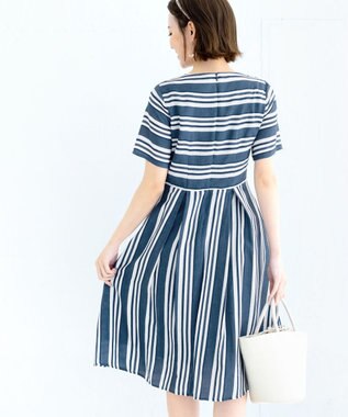 Tiaclasse 【洗える】 1枚でサマになるマルチボーダーワンピース ネイビー