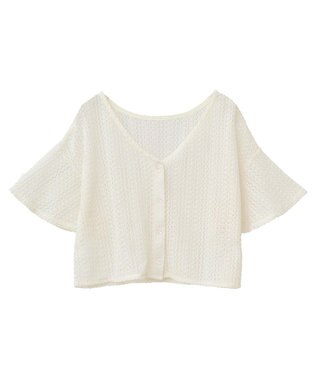 earth music&ecology ＳＥＴ２点レースカーディガン＋レイヤードインナー Ivory