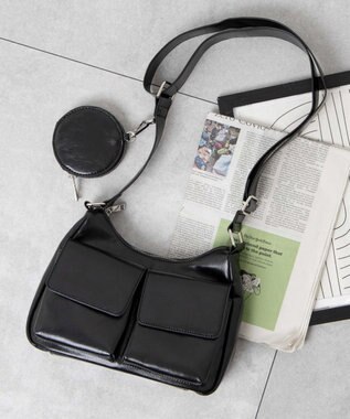 WEGO ポーチ付きポケットデザインショルダー ブラックその他