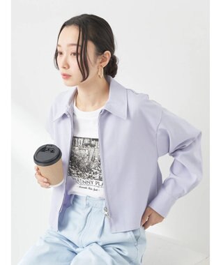 earth music&ecology ジップショートシャツ Purple