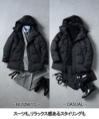 GOTAIRIKU WEB限定【仕事で着られる】ドレスダウンコート_ストレッチツイル_25年新作 ブラック系