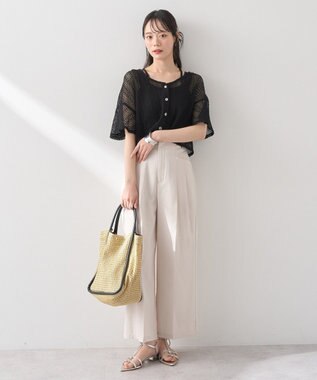 earth music&ecology ＳＥＴ２点レースカーディガン＋レイヤードインナー Black