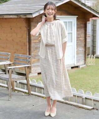 Tiaclasse L 【洗える】ノーカラーシアーシャツ オフホワイト