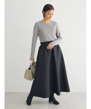 Green Parks ・ＥＬＥＮＣＡＲＥ　ＤＵＥニット＆ジャカードワンピース Gray Mixture