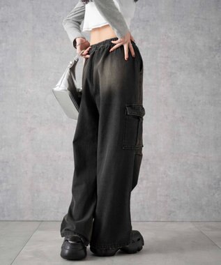 WEGO デニムパラシュートカーゴパンツ ブラック