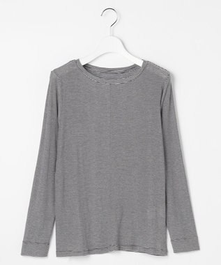 J.PRESS LADIES 【WEB限定】シアーストレッチフライス クルーネック シアー カットソー 【WEB限定】オフ×ブラックボーダー系