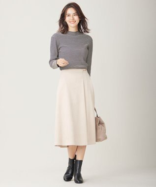 ANY SIS 【洗える】ハイネックインナー ニット ブラック×アイボリー