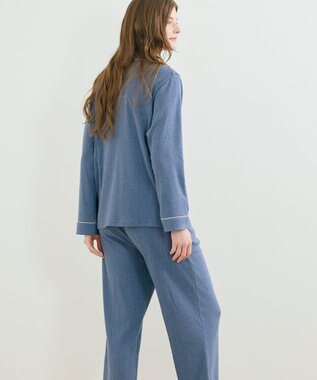 une nana cool 【綿100%】やわらか杢フライスパジャマ MADE WITH LIBERTY FABRIC ブルー