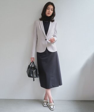 BEIGE， ZEPHYR / レザー切り替え ラップスカート Navy