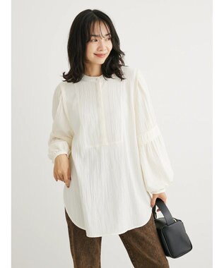 Green Parks 表面変化比翼シャツチュニック Ivory