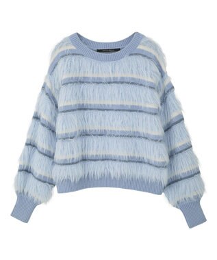 YECCA VECCA フェザーマルチボーダーニット Sax