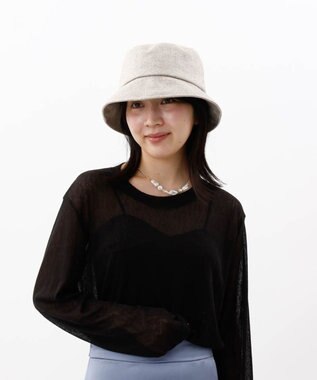 AURORA 【 LANVIN COLLECTION（ランバン コレクション） 】ラメツイードクロッシェハット グレージュラメ