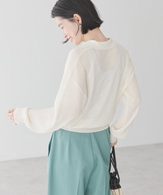 AMERICAN HOLIC メタルライクニットポロ Off White