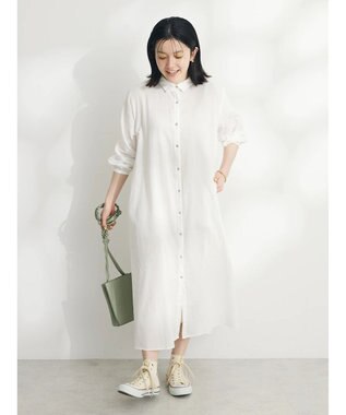 CRAFT STANDARD BOUTIQUE インド綿Ａラインシャツワンピース Off White