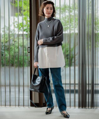 23区 【洗える】レイヤードコンビ ニット グレー系