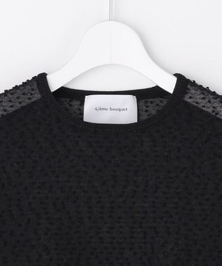 自由区 【カトリエムブーケ】Expression delicate ドットシアー・リボンスリーブトップス ブラック