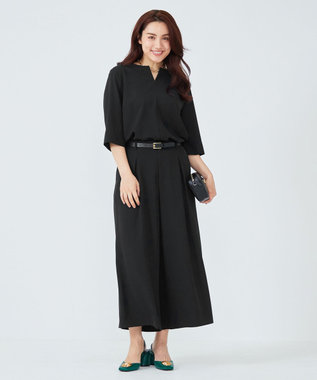 23区 L 【Lサイズ限定】ハイストレッチツイル ブラウス ブラック系