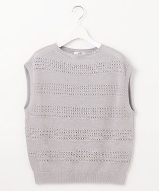 J.PRESS LADIES L 【洗える】PATTERN ニット ベスト ライトグレー系