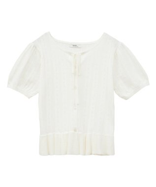 earth music&ecology ナローリボンペプラムニットカーディガン Ivory