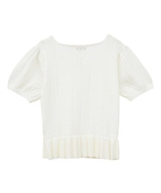 earth music&ecology ナローリボンペプラムニットカーディガン Ivory