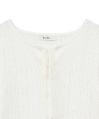 earth music&ecology ナローリボンペプラムニットカーディガン Ivory