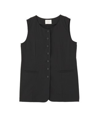 Green Parks クルーネック多釦ジレ Black