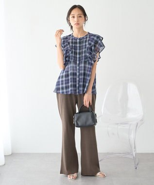 earth music&ecology ピグメントリブフレアパンツ Brown