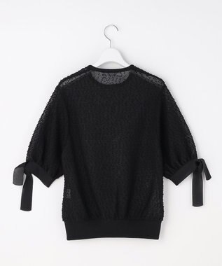 自由区 【カトリエムブーケ】Expression delicate ドットシアー・リボンスリーブトップス ブラック