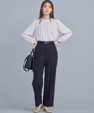 組曲 S 【WEB限定】ベーシックダブルクロス ワイドストレートパンツ ブラック系