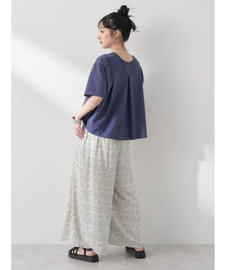 earth music&ecology バックタッククロップドＴ Dark Blue