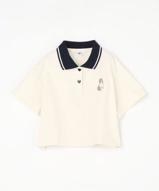 ANY KIDS 【洗濯機可能/吸汗速乾】ドライタッチ ショート丈ポロシャツ エクリュ