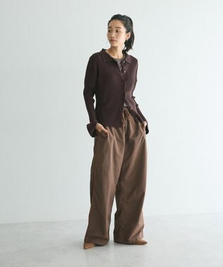 CRAFT STANDARD BOUTIQUE 襟付きニットコンパクトカーディガン Bordeaux