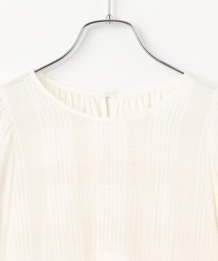 #Newans シアーチェックボリュームブラウス ホワイト