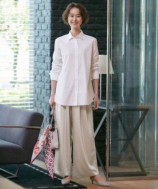 自由区 L 【洗える】チンツサテンタンブラー ワイドパンツ ベージュ系